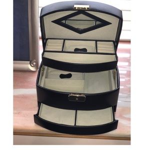 BRAND NEW leather jewelry box with 3 storage units